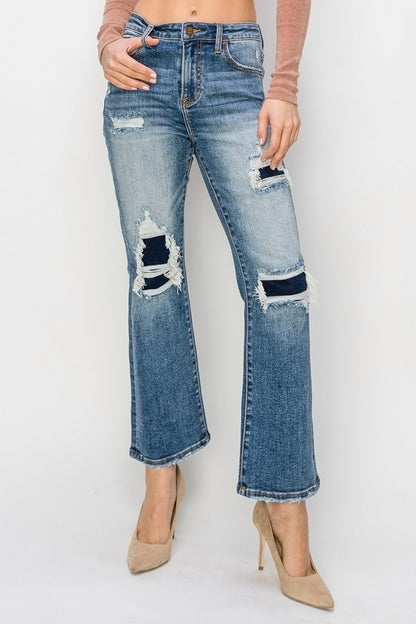 Risen Amelia High Rise Distressed Ankle Flare Jeans - Premium Ladies jeans -  Follower Of Faith Apparel RISEN, Ship from USA Shop our Christian T-Shirts & Apparel