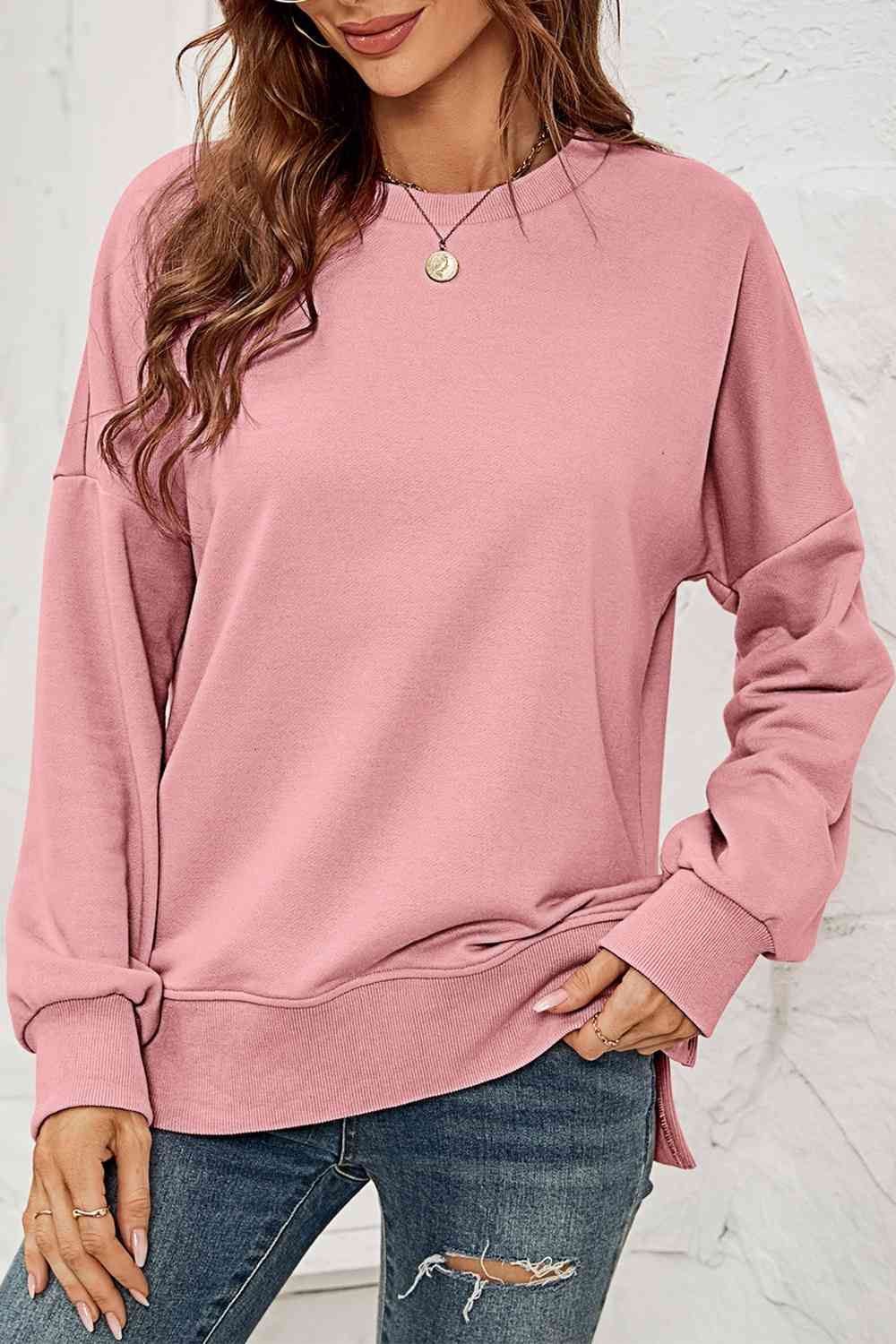 Round Neck  Dropped Shoulder Slit Ladies Sweatshirt - Premium Sweatshirt -  Shop now at Follower Of Faith Apparelautumn sweatshirt, Changeable, Comfy Christian Sweatshirts, Fall Christian sweatshirts, Ladies Christian sweatshirt, Ladies fall sweatshirts, Ladies Minimalist sweatshirts, Ladies sweatshirt, Ladies sweatshirts, Ladies vintage sweatshirt, Minimalist sweatshirts, Oversized sweatshirt, Ship From Overseas, Sweatshirt, Sweatshirts, Textured sweatshirt, Women’s Christian sweatshirts