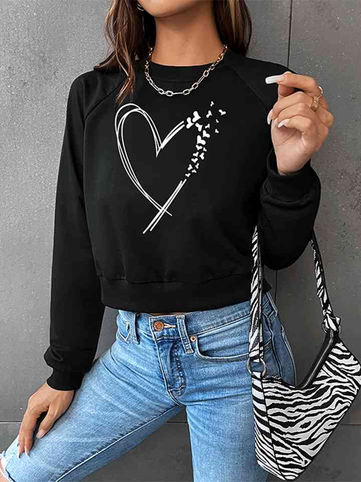 Round Neck Raglan Sleeve Heart Graphic Ladies Sweatshirt - Premium Sweatshirt -  Follower Of Faith Apparel Heart sweatshirt, Hearts sweatshirt, Hundredth, Ladies sweatshirt, Ladies sweatshirts, Ship From Overseas Shop our Christian T-Shirts & Apparel