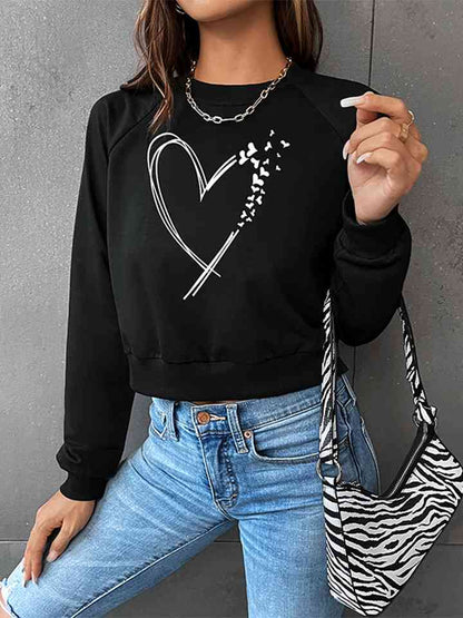 Round Neck Raglan Sleeve Heart Graphic Ladies Sweatshirt - Premium Sweatshirt -  Follower Of Faith Apparel Heart sweatshirt, Hearts sweatshirt, Hundredth, Ladies sweatshirt, Ladies sweatshirts, Ship From Overseas Shop our Christian T-Shirts & Apparel