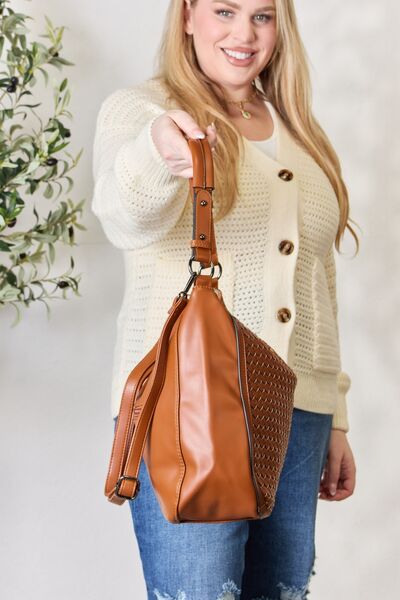 SHOMICO Weaved Vegan Leather Handbag - Follower Of Faith Apparel