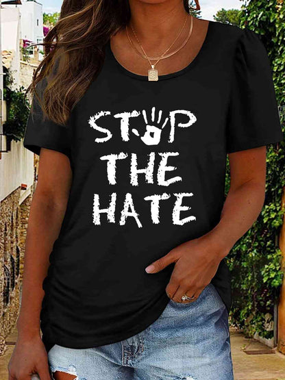 STOP THE HATE Ladies T-Shirt - Premium Ladies T-Shirt -  Follower Of Faith Apparel Christian T shirt, Christian T shirt for women, Christian t shirts for ladies, Christian t shirts for women, Christian tees, Christian tshirt, G@L@X, graphic tees, ladies Short sleeve, ladies Short Sleeve t shirt, ladies Short Sleeve tee, ladies short sleeve tees, Love dont hate, Stop the hate apparel, Stop the hate t shirt, Stop the hate tee Shop our Christian T-Shirts & Apparel