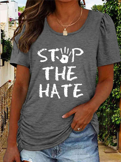 STOP THE HATE Ladies T-Shirt - Premium Ladies T-Shirt -  Follower Of Faith Apparel Christian T shirt, Christian T shirt for women, Christian t shirts for ladies, Christian t shirts for women, Christian tees, Christian tshirt, G@L@X, graphic tees, ladies Short sleeve, ladies Short Sleeve t shirt, ladies Short Sleeve tee, ladies short sleeve tees, Love dont hate, Stop the hate apparel, Stop the hate t shirt, Stop the hate tee Shop our Christian T-Shirts & Apparel