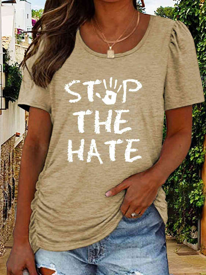 STOP THE HATE Ladies T-Shirt - Premium Ladies T-Shirt -  Follower Of Faith Apparel Christian T shirt, Christian T shirt for women, Christian t shirts for ladies, Christian t shirts for women, Christian tees, Christian tshirt, G@L@X, graphic tees, ladies Short sleeve, ladies Short Sleeve t shirt, ladies Short Sleeve tee, ladies short sleeve tees, Love dont hate, Stop the hate apparel, Stop the hate t shirt, Stop the hate tee Shop our Christian T-Shirts & Apparel