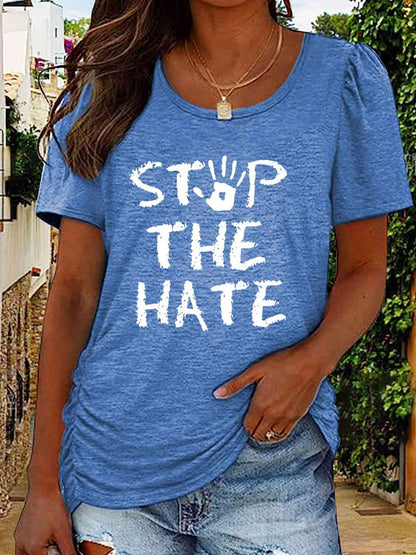 STOP THE HATE Ladies T-Shirt - Premium Ladies T-Shirt -  Follower Of Faith Apparel Christian T shirt, Christian T shirt for women, Christian t shirts for ladies, Christian t shirts for women, Christian tees, Christian tshirt, G@L@X, graphic tees, ladies Short sleeve, ladies Short Sleeve t shirt, ladies Short Sleeve tee, ladies short sleeve tees, Love dont hate, Stop the hate apparel, Stop the hate t shirt, Stop the hate tee Shop our Christian T-Shirts & Apparel