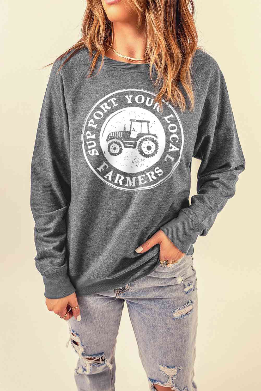 SUPPORT YOUR LOCAL FARMERS Graphic Sweatshirt - Premium Sweatshirt -  Follower Of Faith Apparel Farmer sweatshirt, new, new arrival, Ship From Overseas, SYNZ Shop our Christian T-Shirts & Apparel