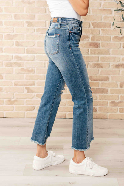 Sammy High Waist Distressed Crop Straight Leg Jeans - Premium Womens -  Follower Of Faith Apparel 0/24, 1/25, 11/30, 13/31, 14W, 15/32, 16W, 18W, 20W, 22W, 24W, 3/26, 5/27, 6-5-2024, 7/28, 88550, 9/29, Bottoms, Denim, flatrate, JB6-5-2024, JBAvailableNow, Judy Blue Shop our Christian T-Shirts & Apparel