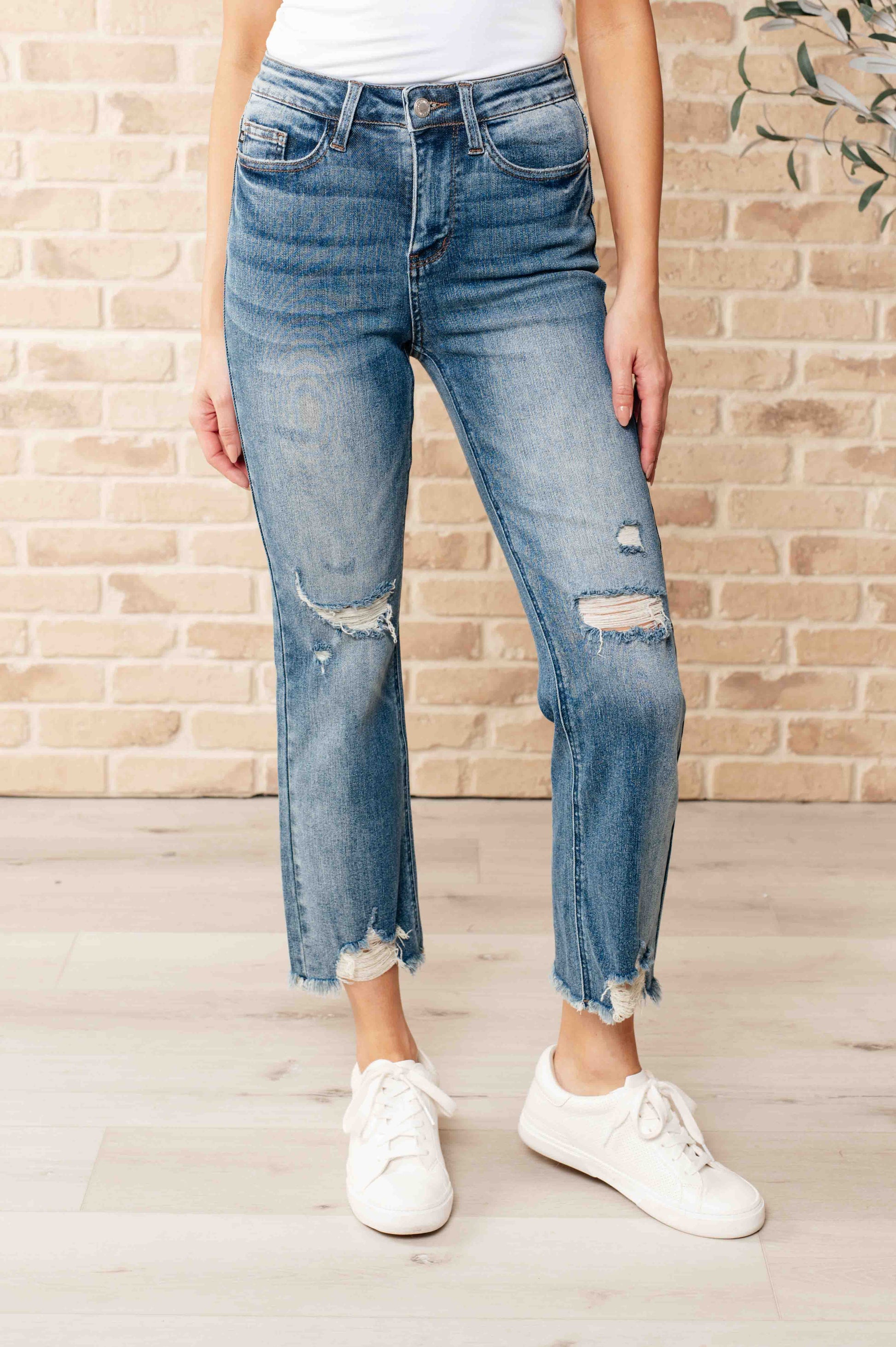 Sammy High Waist Distressed Crop Straight Leg Jeans - Premium Womens -  Follower Of Faith Apparel 0/24, 1/25, 11/30, 13/31, 14W, 15/32, 16W, 18W, 20W, 22W, 24W, 3/26, 5/27, 6-5-2024, 7/28, 88550, 9/29, Bottoms, Denim, flatrate, JB6-5-2024, JBAvailableNow, Judy Blue Shop our Christian T-Shirts & Apparel