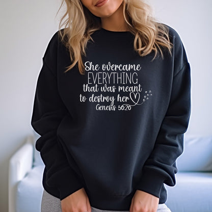 She Overcame Everything That Was Meant To Destroy Her Ladies Sweatshirt - Premium Sweatshirt -  Follower Of Faith Apparel ash, Bible verse sweatshirt, black, Christian, Christian  shirts for women, Christian apparel, Christian apparel for ladies, Christian apparel for winter, dark heather, Ladies Christian sweatshirt, Ladies sweatshirt, pink, Regular fit, She overcame everything that was meant to destroy her, Sweatshirts, Valentine's Day Picks, Women's Clothing Shop our Christian T-Shirts & Apparel