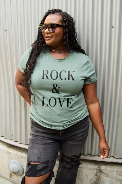 Simply Love ROCK ＆ LOVE Ladies Short Sleeve Tee - Premium Ladies Short Sleeve T-Shirt -  Follower Of Faith Apparel ladies Short sleeve, ladies Short Sleeve t shirt, ladies Short Sleeve tee, ladies short sleeve tees, Love tee, Rock & Love tee, Rock and love, Rock shirt, Ship From Overseas, Simply Love, White black shirt Shop our Christian T-Shirts & Apparel