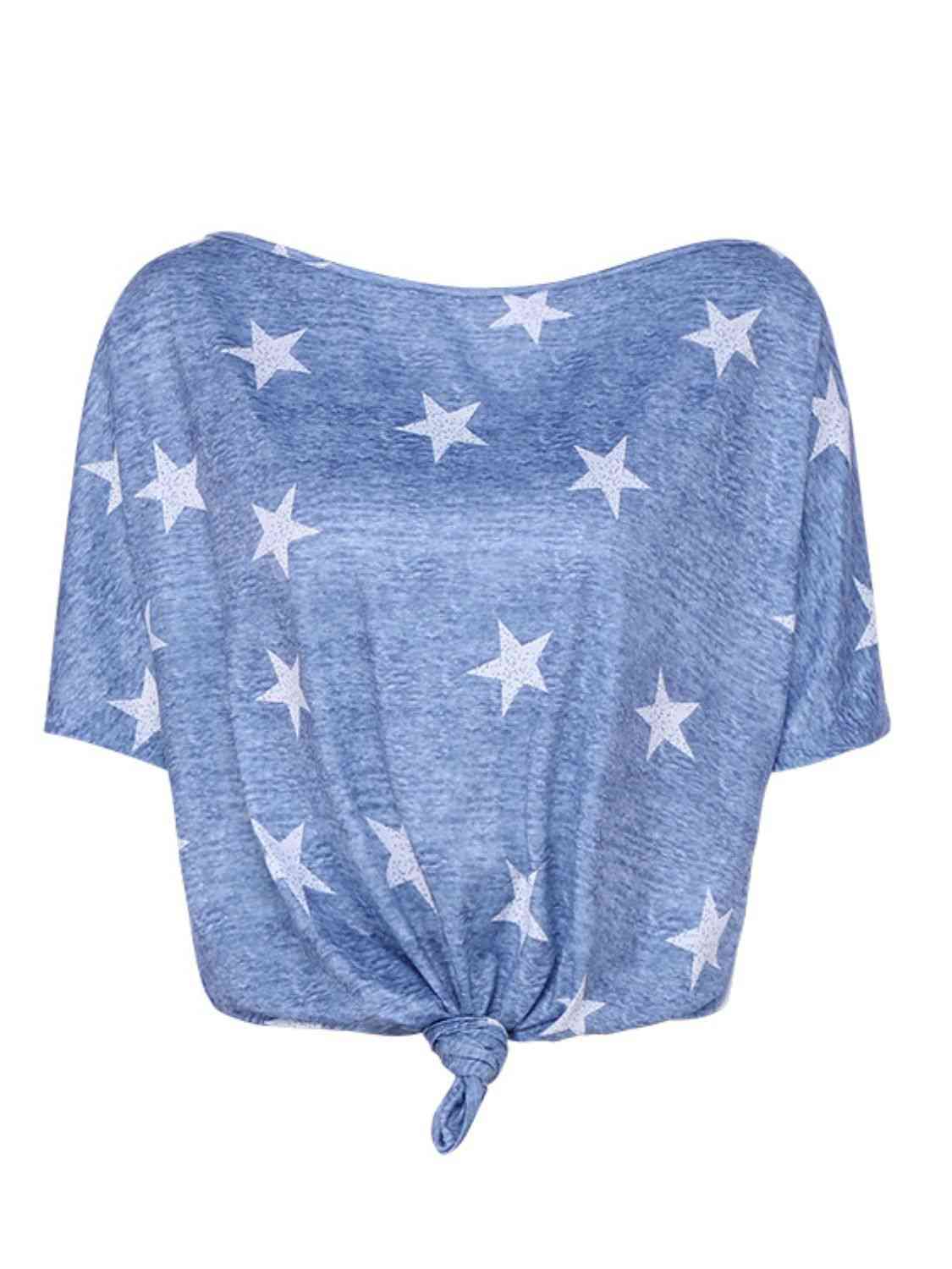 Star Print Ladies T-Shirt - Premium Ladies T-Shirt -  Follower Of Faith Apparel Blue tee with stars, ladies Short sleeve, ladies Short Sleeve t shirt, ladies Short Sleeve tee, ladies short sleeve tees, new, new arrival, new arrivals, Ship From Overseas, Stars, Stars shirt, YO Shop our Christian T-Shirts & Apparel