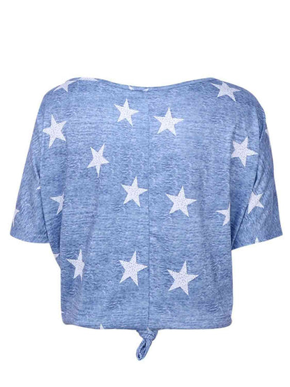 Star Print Ladies T-Shirt - Premium Ladies T-Shirt -  Follower Of Faith Apparel Blue tee with stars, ladies Short sleeve, ladies Short Sleeve t shirt, ladies Short Sleeve tee, ladies short sleeve tees, new, new arrival, new arrivals, Ship From Overseas, Stars, Stars shirt, YO Shop our Christian T-Shirts & Apparel