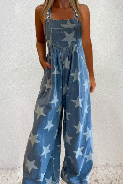 Star Square Neck Wide Leg Denim Overalls - Premium Ladies Rompers -  Follower Of Faith Apparel Ship From Overseas, SYNZ Shop our Christian T-Shirts & Apparel