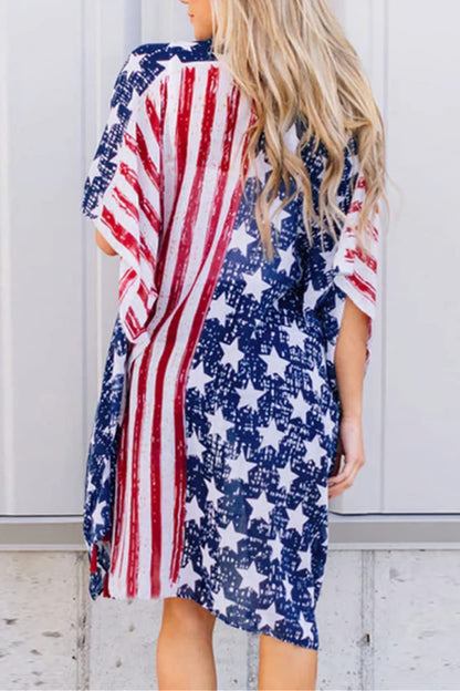 Stars & Stripes Flag Open Front Ladies Summer Cover Up - Premium Summer Cover Ups -  Follower Of Faith Apparel American flag summer cover up, beach apparel, Beach vacation clothing, Flag cover up, Fourth of july flag cover up, Independence day, Ladies cover up, new arrival, new arrivals, Pool party clothing, Sale, Ship From Overseas, Stars & stripes women’s swimwear coverup, Summer apparel, Swimwear, Usa summer cover up, Women’s summer apparel, Y@M Shop our Christian T-Shirts & Apparel