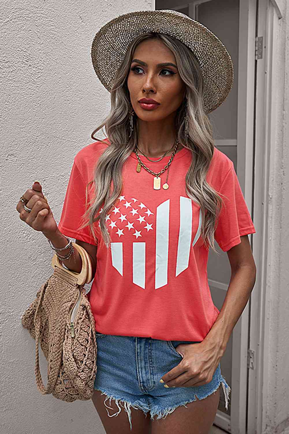 Stars and Stripes Ladies T-Shirt - Follower Of Faith Apparel