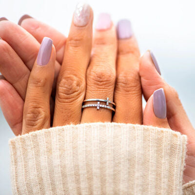 Sterling Silver Double Cross Ring{{ shop.domain }Trendsi925 high quality sterling silver ring, 925 sterling silver, Christian jewelry, christian ring, chris