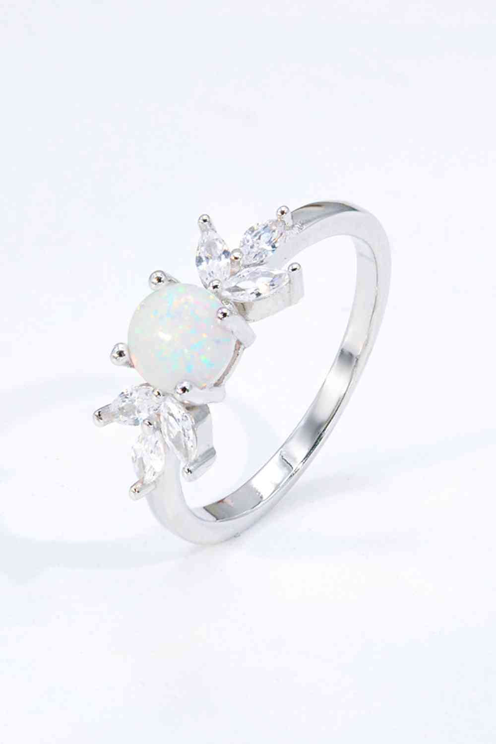 Sterling Silver Opal and Zircon Ring - Premium Ring -  Follower Of Faith Apparel 925 high quality sterling silver ring, 925 sterling silver, Accessories, CHAMSS, christian sterling silver ring, faith jewelry, jewelry, jewelry sale, Opal ring, Ship From Overseas, sterling silver Shop our Christian T-Shirts & Apparel