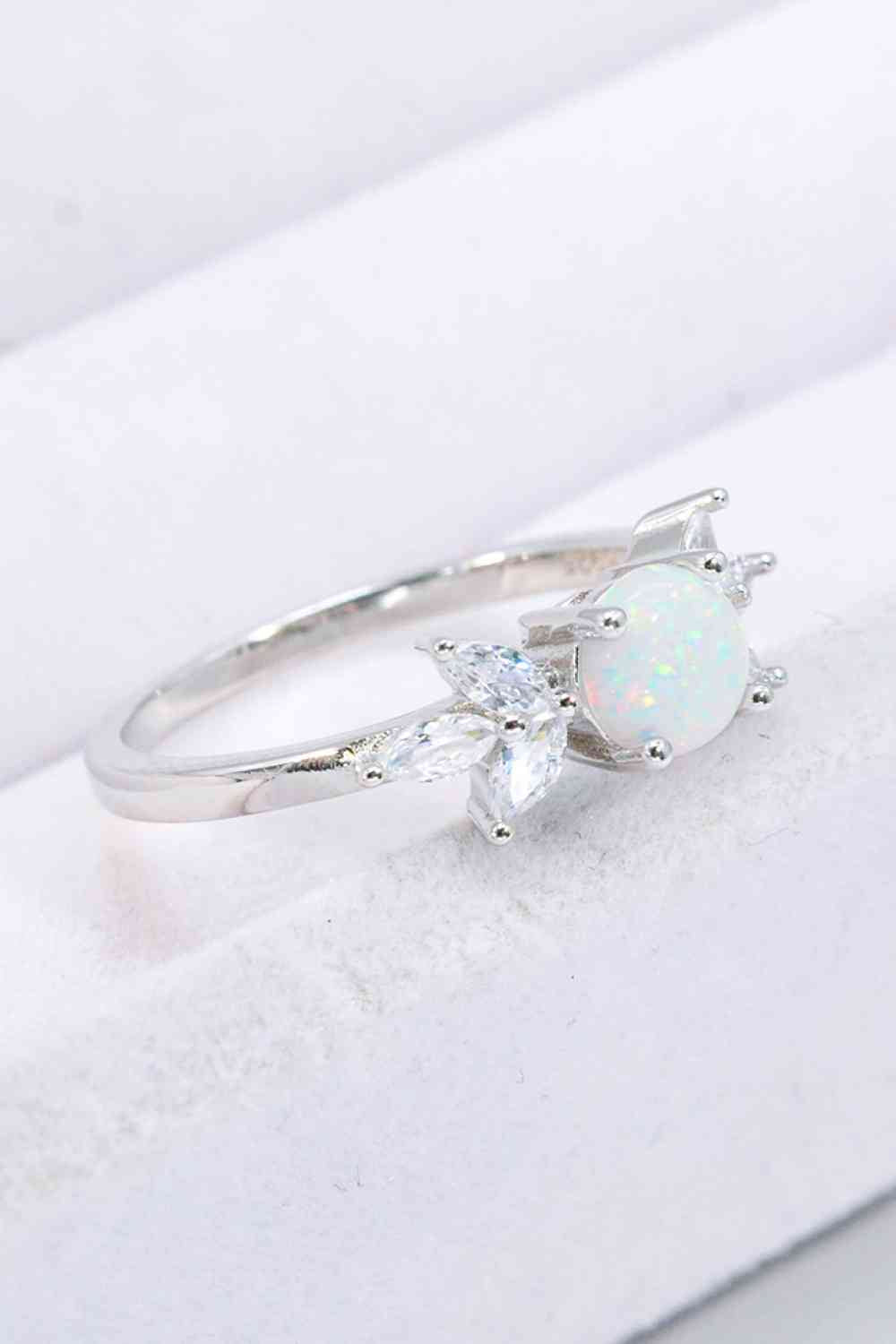 Sterling Silver Opal and Zircon Ring - Premium Ring -  Follower Of Faith Apparel 925 high quality sterling silver ring, 925 sterling silver, Accessories, CHAMSS, christian sterling silver ring, faith jewelry, jewelry, jewelry sale, Opal ring, Ship From Overseas, sterling silver Shop our Christian T-Shirts & Apparel