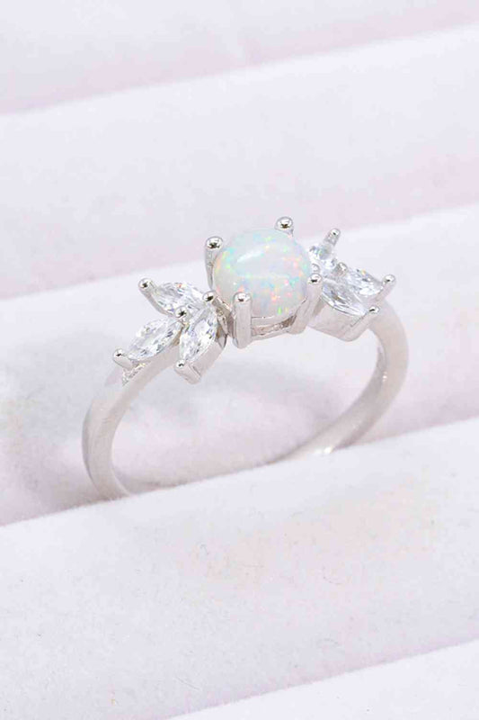 Sterling Silver Opal and Zircon Ring - Premium Ring -  Follower Of Faith Apparel 925 high quality sterling silver ring, 925 sterling silver, Accessories, CHAMSS, christian sterling silver ring, faith jewelry, jewelry, jewelry sale, Opal ring, Ship From Overseas, sterling silver Shop our Christian T-Shirts & Apparel