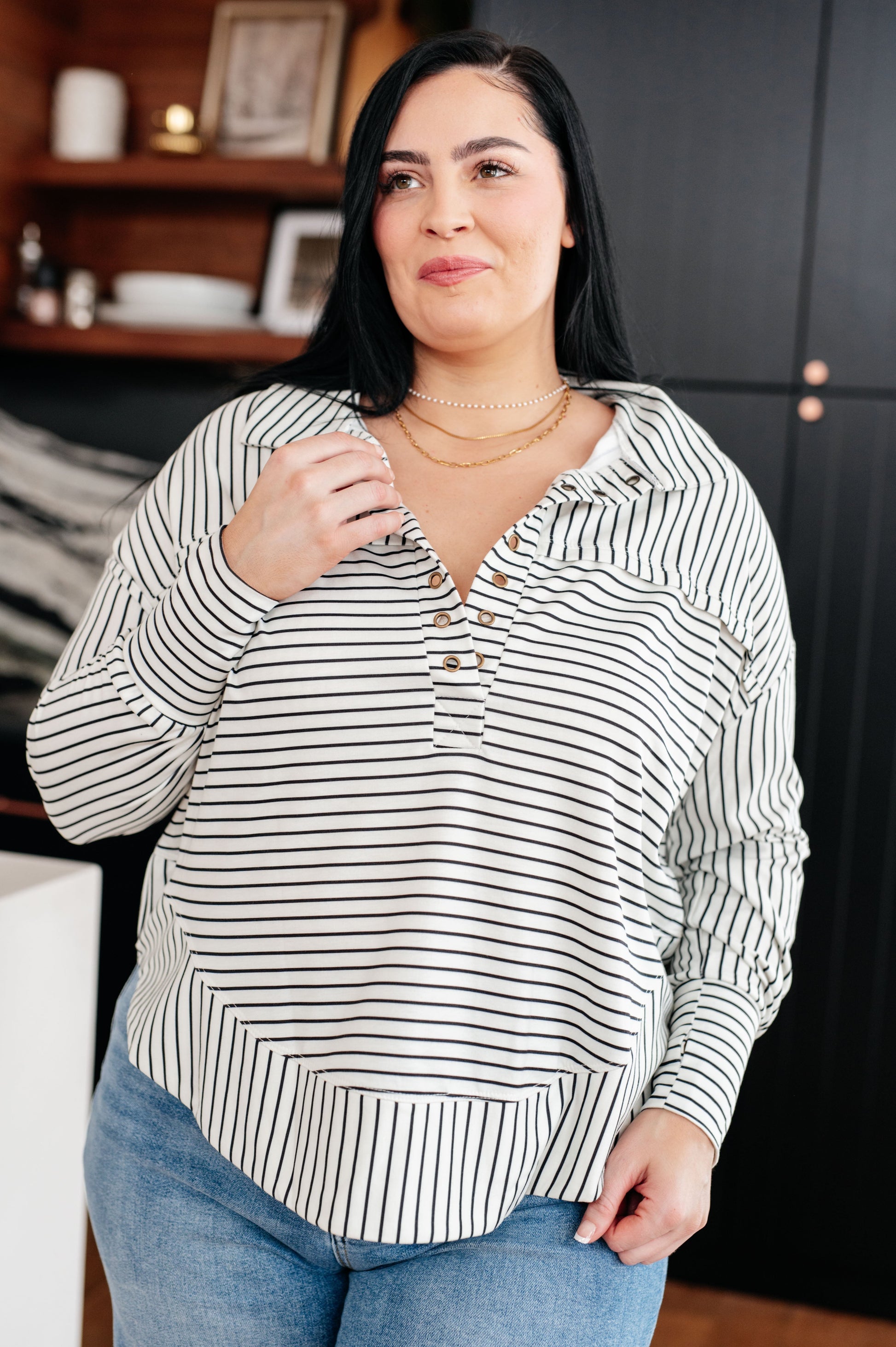 Striped Serendipity Pullover - Premium Ladies Long Sleeve -  Follower Of Faith Apparel 1-30-2024, 2XL, 3XL, Large, Medium, new arrival, new arrivals, One Eleven North, Small, Tops, XL Shop our Christian T-Shirts & Apparel