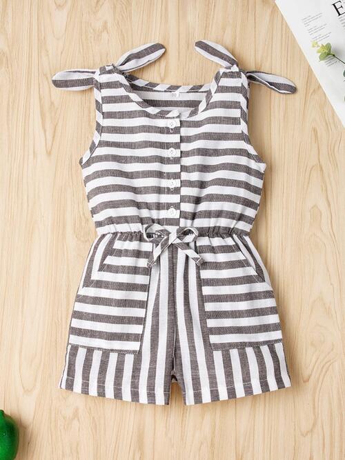 Striped Sleeveless Drawstring Baby Romper - Premium Kids clothes -  Follower Of Faith Apparel Baby girl, Baby romper, Baby set, Christian baby apparel, Christian baby clothes, Christian baby girl apparel, D.Y.X, Kids romper, Rompers, Ship From Overseas Shop our Christian T-Shirts & Apparel