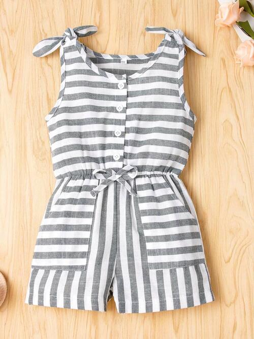 Striped Sleeveless Drawstring Baby Romper - Premium Kids clothes -  Follower Of Faith Apparel Baby girl, Baby romper, Baby set, Christian baby apparel, Christian baby clothes, Christian baby girl apparel, D.Y.X, Kids romper, Rompers, Ship From Overseas Shop our Christian T-Shirts & Apparel