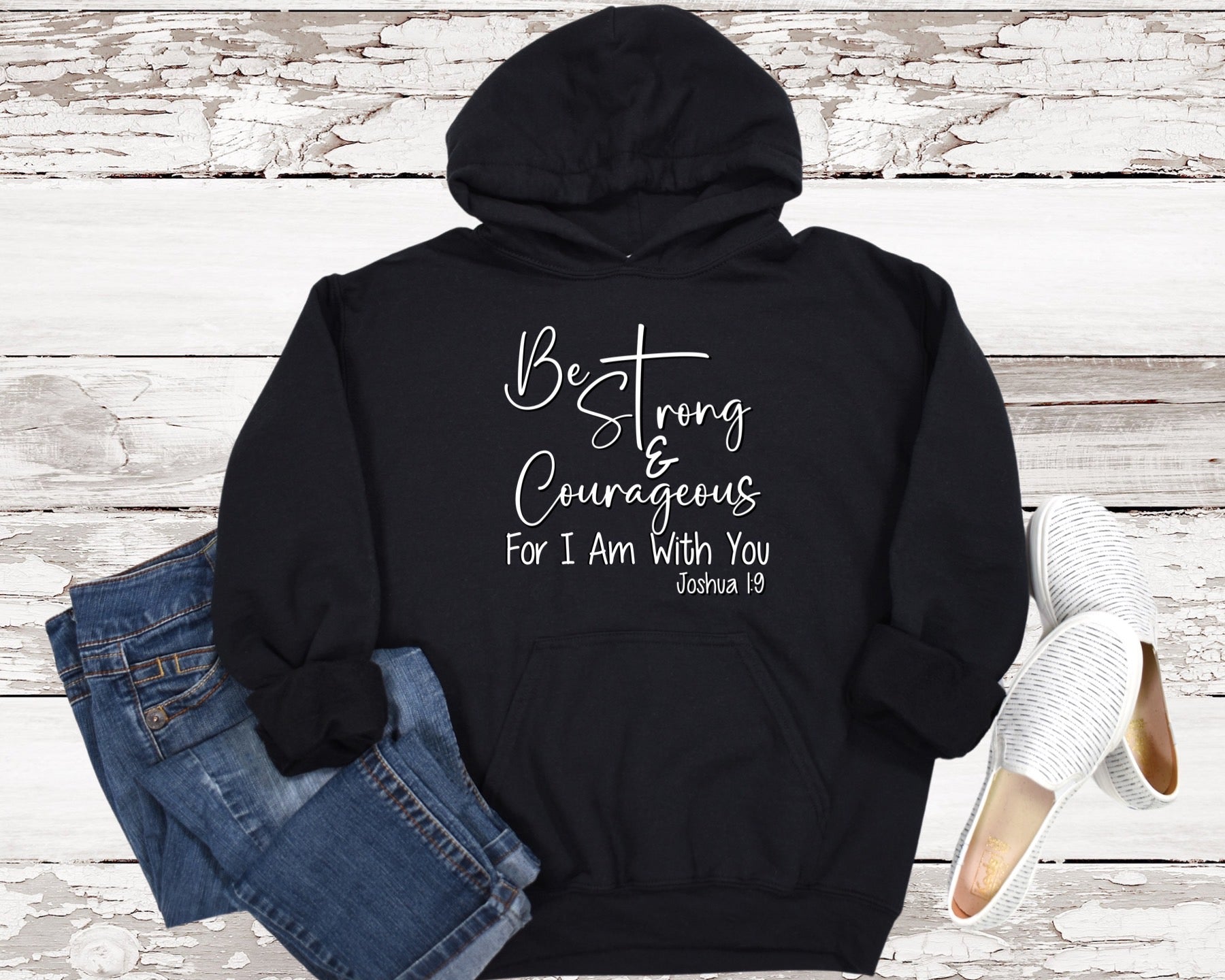 Strong & Courageous Joshua 1:9 Ladies Hoodie - Premium Hoodie -  Follower Of Faith ApparelBe strong and courageous hoodie, Bible verse hoodies, Christian apparel for winter, Faith based winter clothing, Hoodies, Joshua 1:9 Hoodie, ladies hoodie, new, Regular fit, Sale, Unisex, Women's Clothing Shop our Christian T-Shirts & Apparel