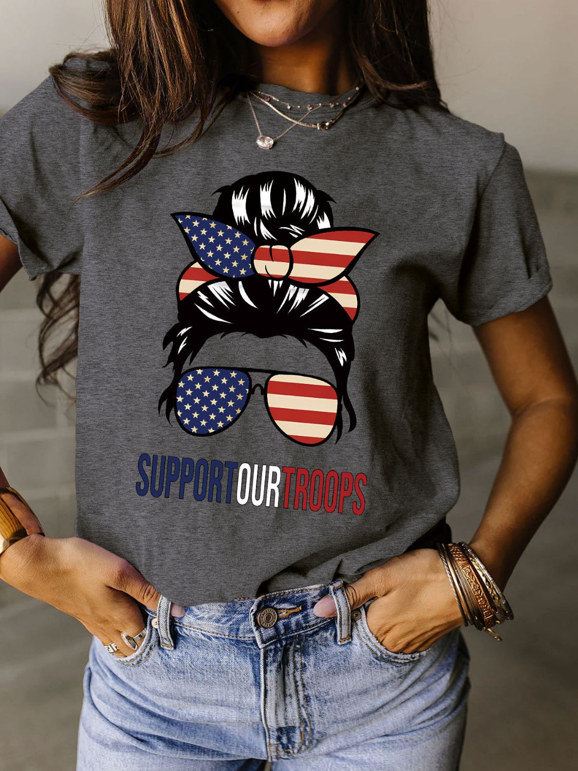 Support Our Troops Ladies T-Shirt (several colors) - Premium Ladies T-Shirt -  Follower Of Faith Apparel Flag, God bless the USA, Military support tee, new arrival, new arrivals, S.J.F.S, Sale, Ship From Overseas, Support our troops, Usa apparel for women Shop our Christian T-Shirts & Apparel