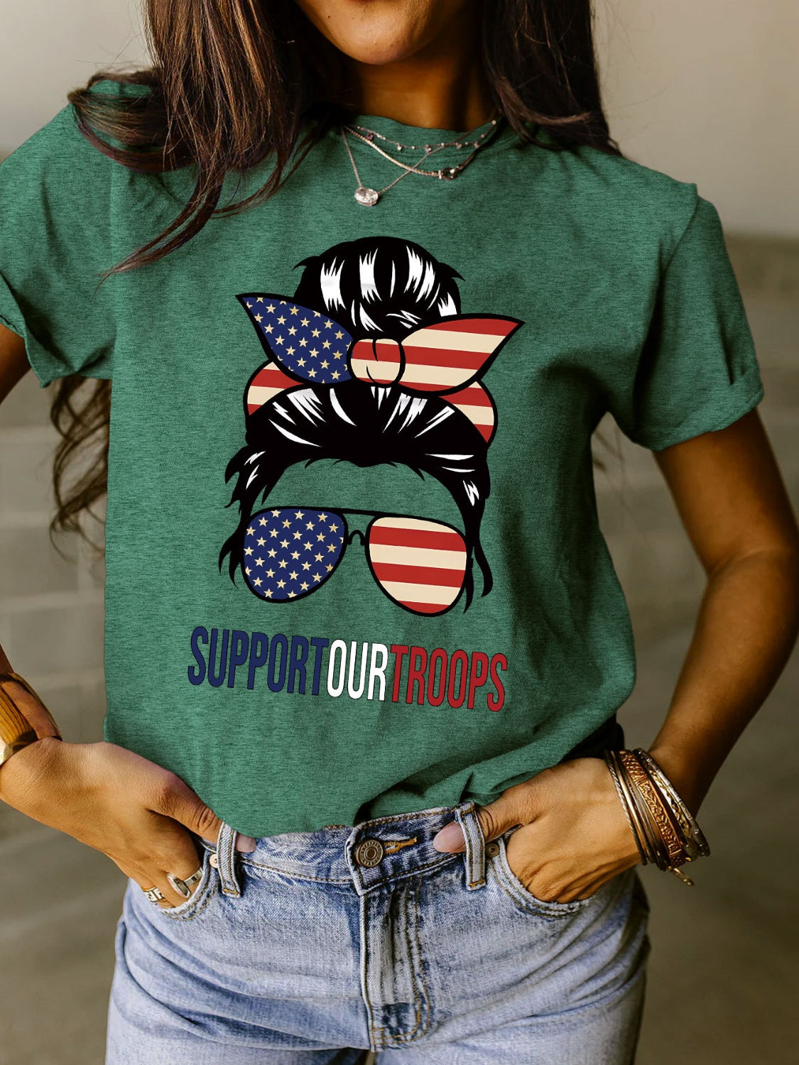 Support Our Troops Ladies T-Shirt (several colors) - Premium Ladies T-Shirt -  Follower Of Faith Apparel Flag, God bless the USA, Military support tee, new arrival, new arrivals, S.J.F.S, Sale, Ship From Overseas, Support our troops, Usa apparel for women Shop our Christian T-Shirts & Apparel