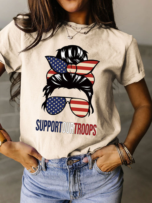 Support Our Troops Ladies T-Shirt (several colors) - Premium Ladies T-Shirt -  Follower Of Faith Apparel Flag, God bless the USA, Military support tee, S.J.F.S, Ship From Overseas, Support our troops, Usa apparel for women Shop our Christian T-Shirts & Apparel