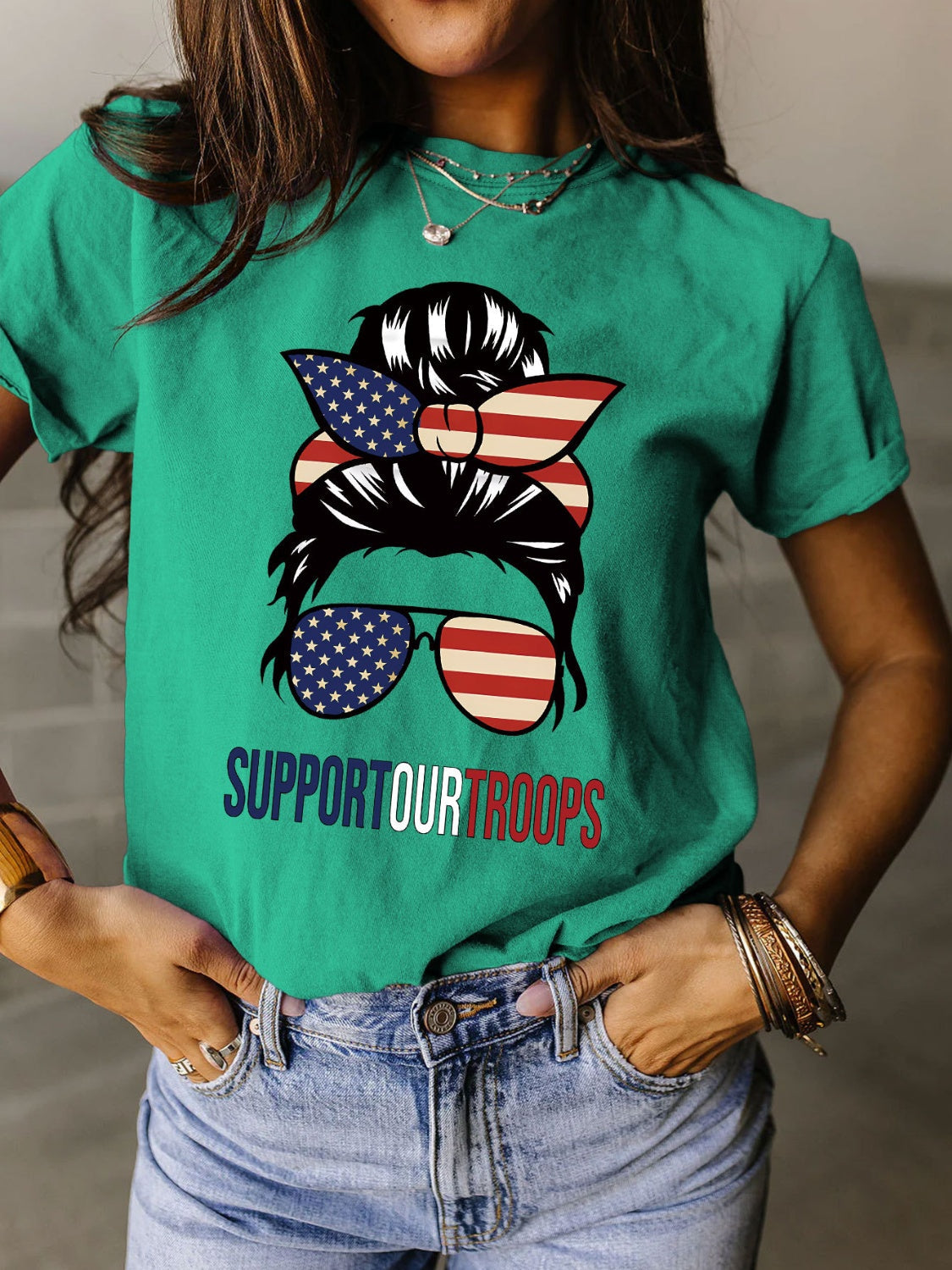 Support Our Troops Ladies T-Shirt (several colors) - Premium Ladies T-Shirt -  Follower Of Faith Apparel Flag, God bless the USA, Military support tee, new arrival, new arrivals, S.J.F.S, Sale, Ship From Overseas, Support our troops, Usa apparel for women Shop our Christian T-Shirts & Apparel