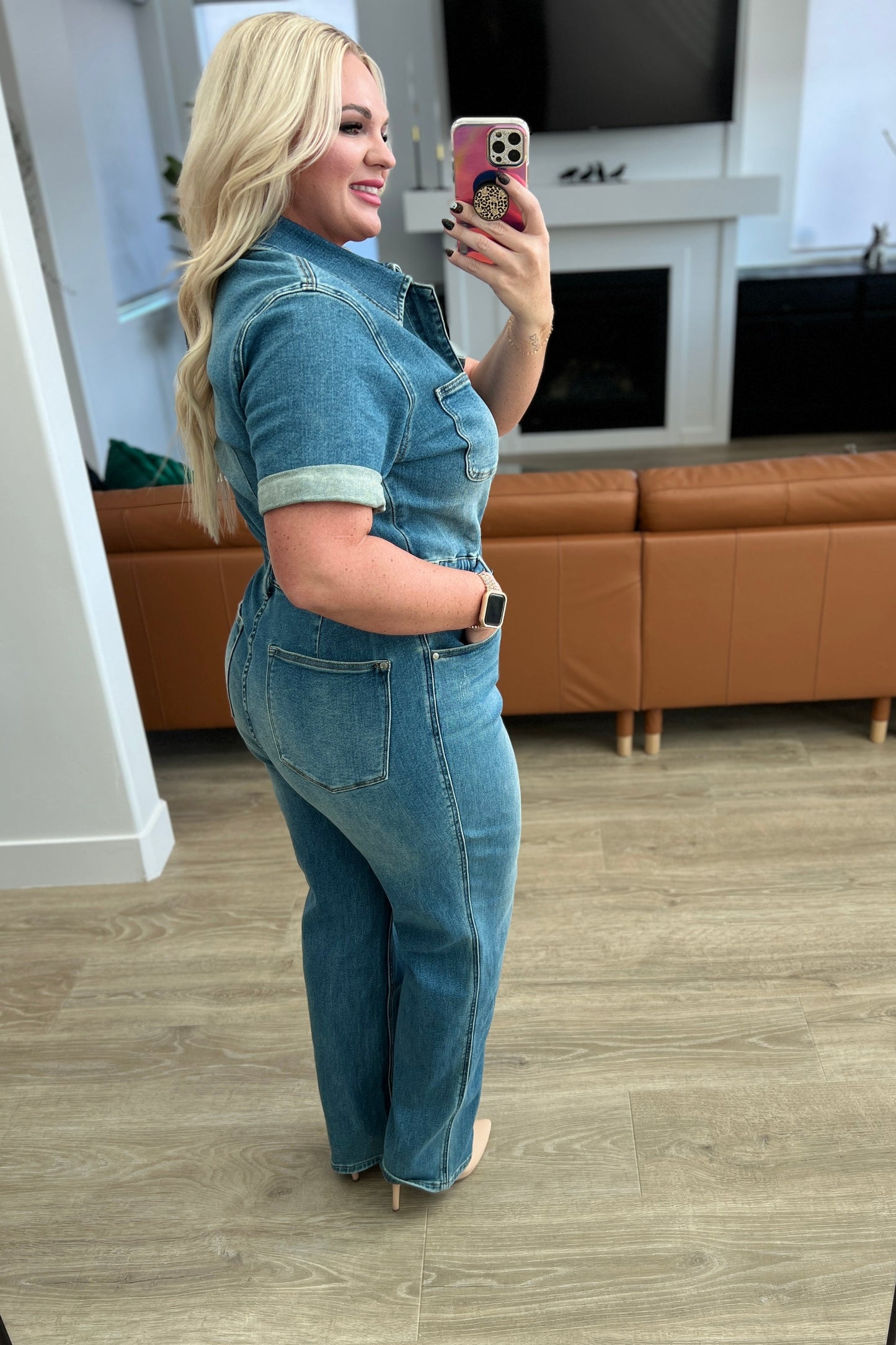 Sylvia Short Sleeve Denim Jumpsuit - Premium Ladies Rompers -  Follower Of Faith Apparel 10-11-2023, 10-26-2023, 10-31-2023, 11-2-2023, 1XL, 2XL, 3XL, ASF11-10-2023, ASF11-9-2023, Ave Marketplace, Bottoms, Denim, Indoor, JB10-11-2023, JB20, JBAvailableNow, Jordan, Judy Blue, Jumpsuits, Large, Lifestyle, Medium, Sarah, Small, XL Shop our Christian T-Shirts & Apparel