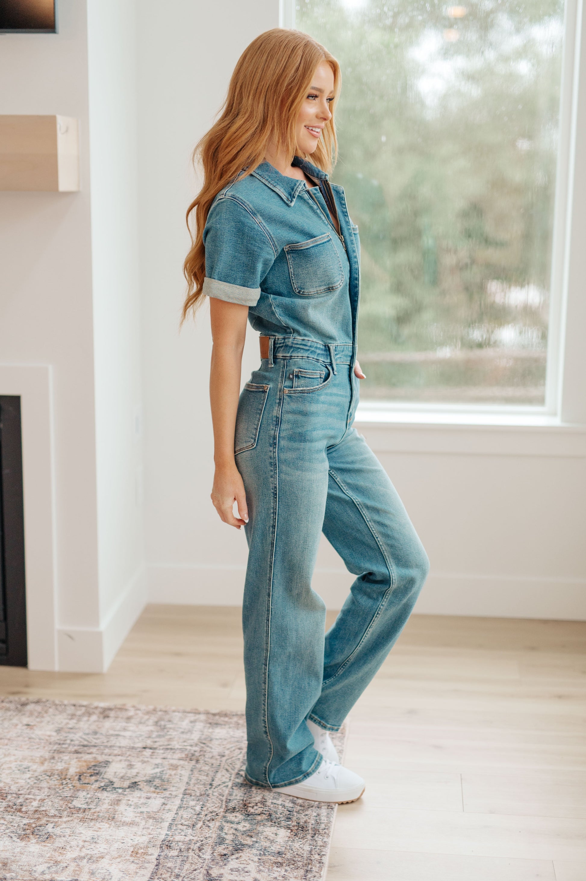 Sylvia Short Sleeve Denim Jumpsuit - Premium Ladies Rompers -  Follower Of Faith Apparel 10-11-2023, 10-26-2023, 10-31-2023, 11-2-2023, 1XL, 2XL, 3XL, ASF11-10-2023, ASF11-9-2023, Ave Marketplace, Bottoms, Denim, Indoor, JB10-11-2023, JB20, JBAvailableNow, Jordan, Judy Blue, Jumpsuits, Large, Lifestyle, Medium, Sarah, Small, XL Shop our Christian T-Shirts & Apparel