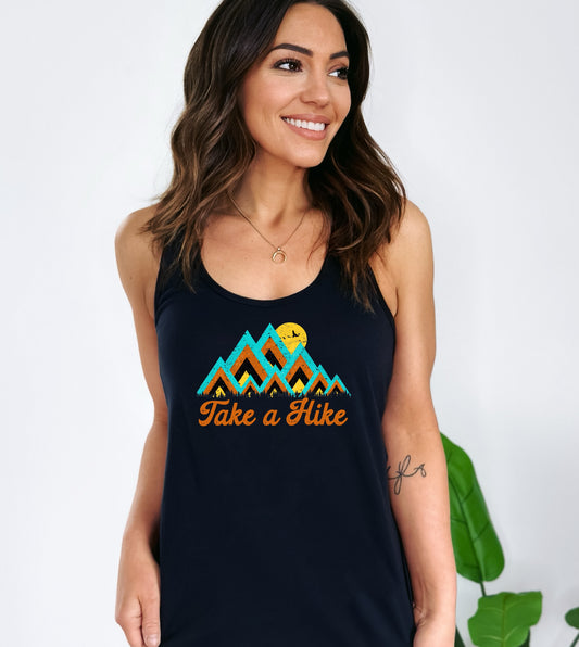 Take A Hike Ladies Racerback Tank Top - Premium Tank Top -  Follower Of Faith Apparel Active tank top for women, Black tank, DTG, Graphic tank top, Ladies tank top, Neck Labels, new arrival, new arrivals, On sale, Slim fit, Spring Essentials, Summer Challenge Picks, Take a hike tank top, Tank top sale, Tank Tops, TikTok, White tank, Women's Clothing, Women’s Racerback graphic tank, Workout tank Shop our Christian T-Shirts & Apparel