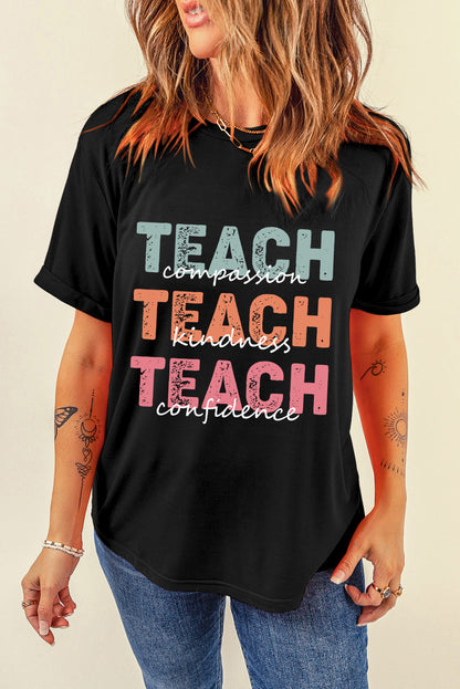 Teach Graphic Ladies T-Shirt - Premium Ladies T-Shirt -  Follower Of Faith Apparel Apparel for teachers, Gift for teaches, Ladies T-shirt, Ladies tops, Made for teachers, new arrival, new arrivals, On sale, Sale, Ship From Overseas, SYNZ, Teach compassion, Teach confidence, Teach kindness, Womens t shirt Shop our Christian T-Shirts & Apparel