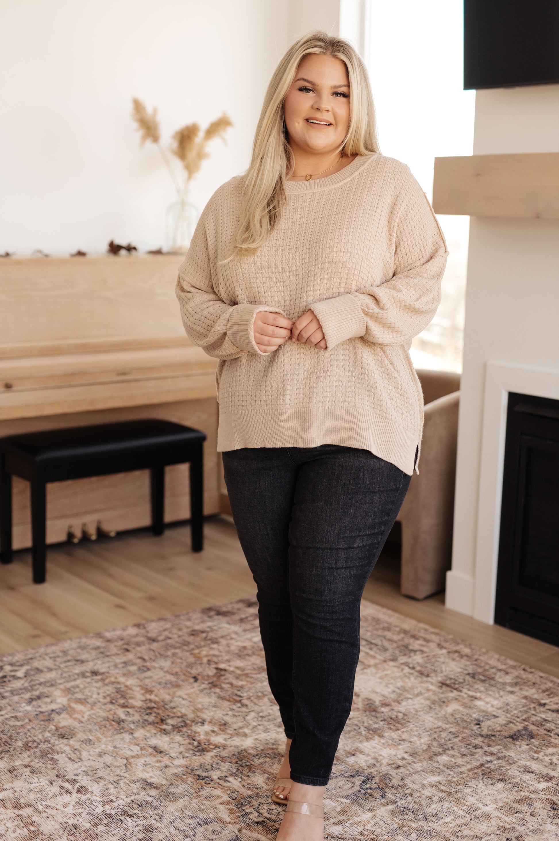 Terrifically Textured Sweater in Mocha - Premium Ladies Sweatshirt -  Follower Of Faith Apparel 11-21-2023, 1XL, 2XL, 3XL, Andree By Unit, ASF12-21-2023, Indoor, Kylie, Large, Lifestyle, Medium, Sabrina, Small, Sweaters, Tops Shop our Christian T-Shirts & Apparel