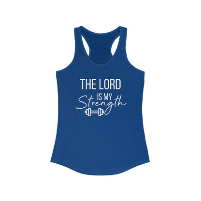 The Lord Is My Strength Ladies Racerback Tank Top - Premium Tank Top -  Follower Of Faith Apparelladies tank top, Slim fit, Summer Challenge Picks, Tank Tops, the Lord is my strength tank top, Women's Clothing, women's tank top, workout gear, workout tank tops, workout tanks for ladies Shop our Christian T-Shirts & Apparel