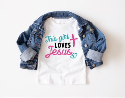 This Girl Loves Jesus Toddler Short Sleeve Tee - Premium Toddler Short Sleeve Tee -  Follower Of Faith ApparelChristian T shirts for toddlers, Cotton, Crew neck, kids Christian apparel, Kids' Clothing, Regular fit, T-shirts, this girl loves Jesus t shirt, toddler Christian apparel, toddler Christian shirts, Toddler Short Sleeve Christian tee, toddler tees Shop our Christian T-Shirts & Apparel