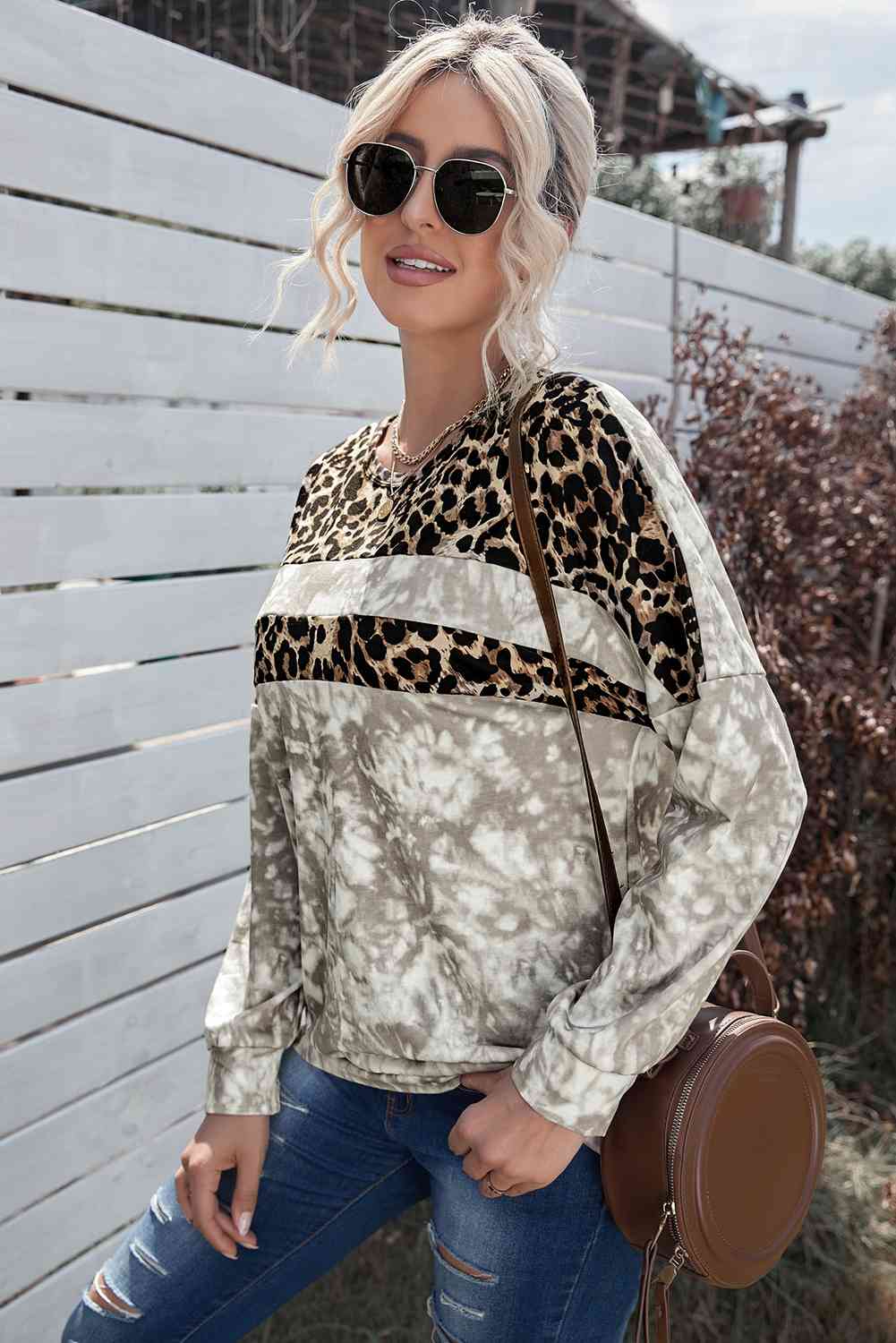 Tie-Dye Leopard Round Neck Ladies Sweatshirt - Premium Sweatshirt -  Follower Of Faith Apparel Ladies sweatshirt, Ladies sweatshirts, Leopard, Leopard sweatshirts, Ship From Overseas, SYNZ, Tie dye ladies Shop our Christian T-Shirts & Apparel