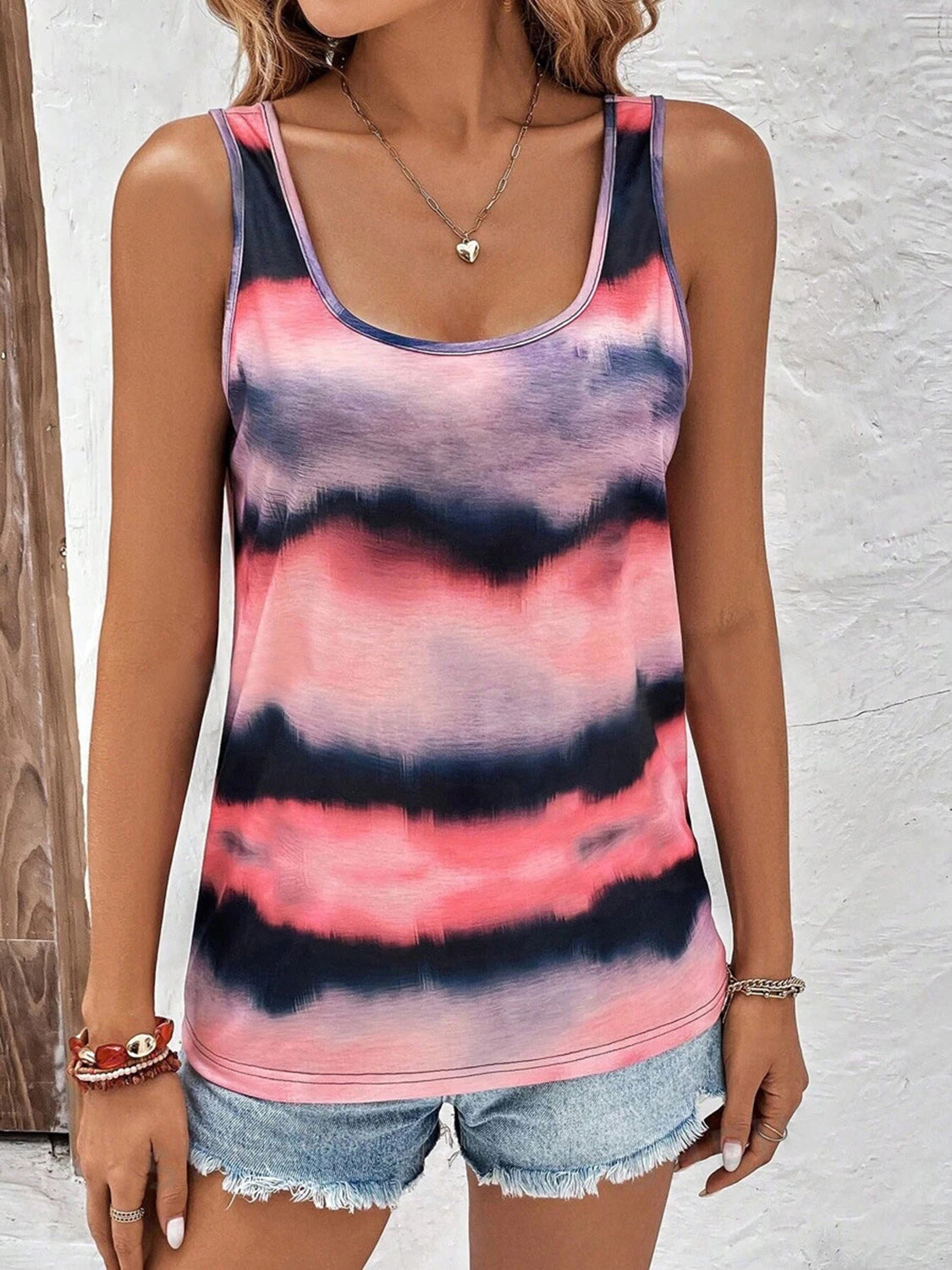 Striped Tie-Dye Ladies Tank Top (3 colors) - Premium Ladies Tank Top -  Follower Of Faith Apparel ladies, Ladies summer clothing, Ladies summer tank tops, new, new arrival, new arrivals, Sale, scoop, Summer apparel, summer picks, summer tank tops, tank, Tie dye tank, Tie dye tank top, tie dye womens clothing, Women's summer clothing, Womens summer tops, Womens tank top Shop our Christian T-Shirts & Apparel