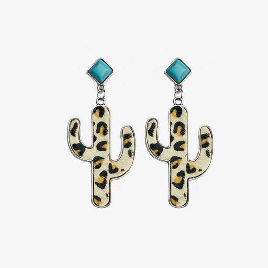 Turquoise Cactus Earrings - Premium earrings -  Follower Of Faith Apparelanimal print earrings, cactus animal print earrings, cactus earrings, H.Y&F.J, new arrival, Ship From Overseas Shop our Christian T-Shirts & Apparel