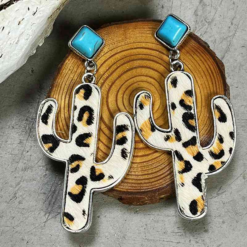 Turquoise Cactus Earrings - Premium earrings -  Follower Of Faith Apparelanimal print earrings, cactus animal print earrings, cactus earrings, H.Y&F.J, new arrival, Ship From Overseas Shop our Christian T-Shirts & Apparel