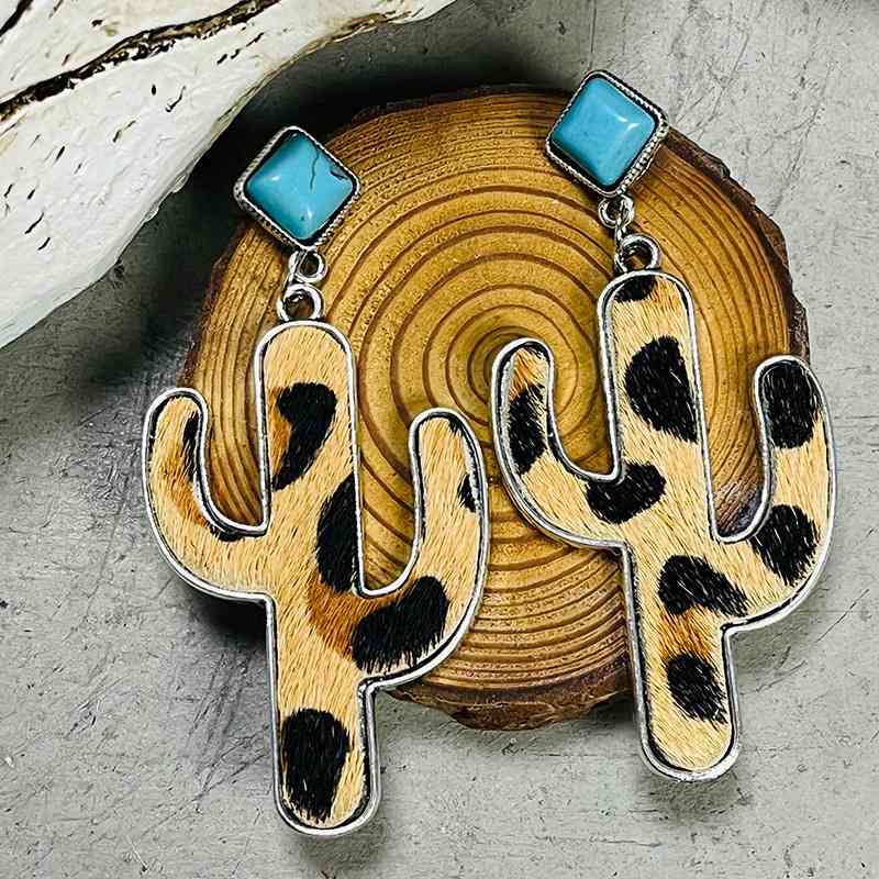 Turquoise Cactus Earrings - Premium earrings -  Follower Of Faith Apparelanimal print earrings, cactus animal print earrings, cactus earrings, H.Y&F.J, new arrival, Ship From Overseas Shop our Christian T-Shirts & Apparel