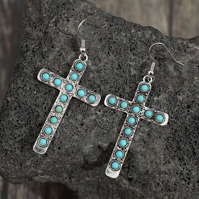 Turquoise Cross Shape Earrings - Premium Earrings -  Follower Of Faith Apparel S.P., Ship From Overseas, Shipping delay February 4 - February 21 Shop our Christian T-Shirts & Apparel