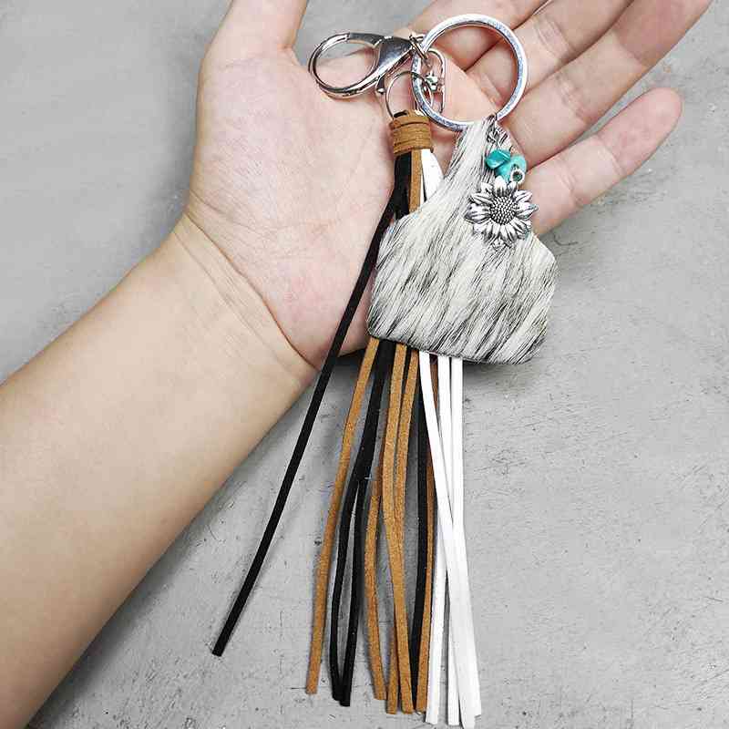 Turquoise Fringe Detail Keychain - Premium Keychain -  Follower Of Faith Apparel Animal print, Cow print, H.Y@F.J, Keychain, Leopard print, new, new arrival, Ship From Overseas Shop our Christian T-Shirts & Apparel