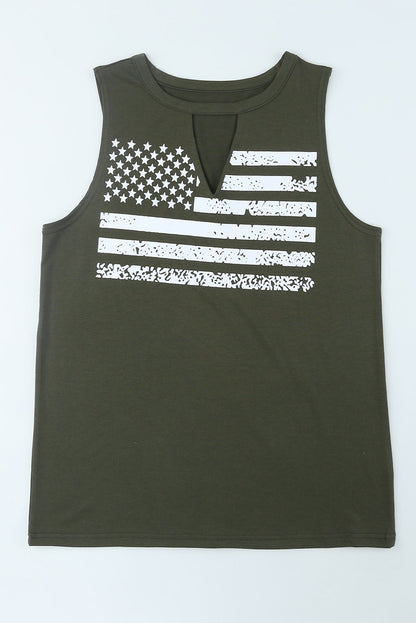 US Flag Graphic Cutout Round Neck Tank - Premium Ladies Tank Top -  Follower Of Faith Apparel Ship From Overseas, SYNZ Shop our Christian T-Shirts & Apparel