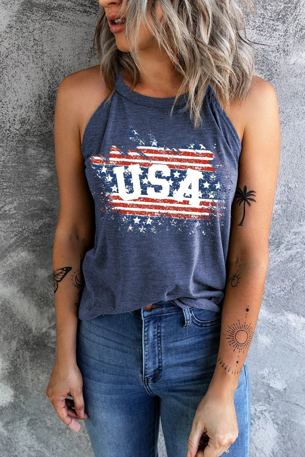 US Flag Graphic Tank - Premium Ladies Tank Top -  Follower Of Faith Apparel Ship From Overseas, SYNZ Shop our Christian T-Shirts & Apparel