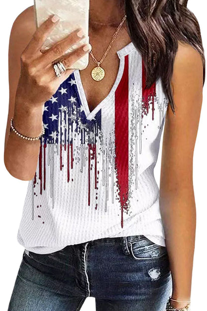 USA Flag Notched Ladies Neck Tank Top - Premium Ladies Tank Top -  Follower Of Faith Apparel American apparel, Fourth of July, Fourth of July tank top, new arrival, new arrivals, Sale, Ship From Overseas, SYNZ, USA FLAG apparel, usa flag tank, Womens tank top, Women’s USA flag tank top Shop our Christian T-Shirts & Apparel