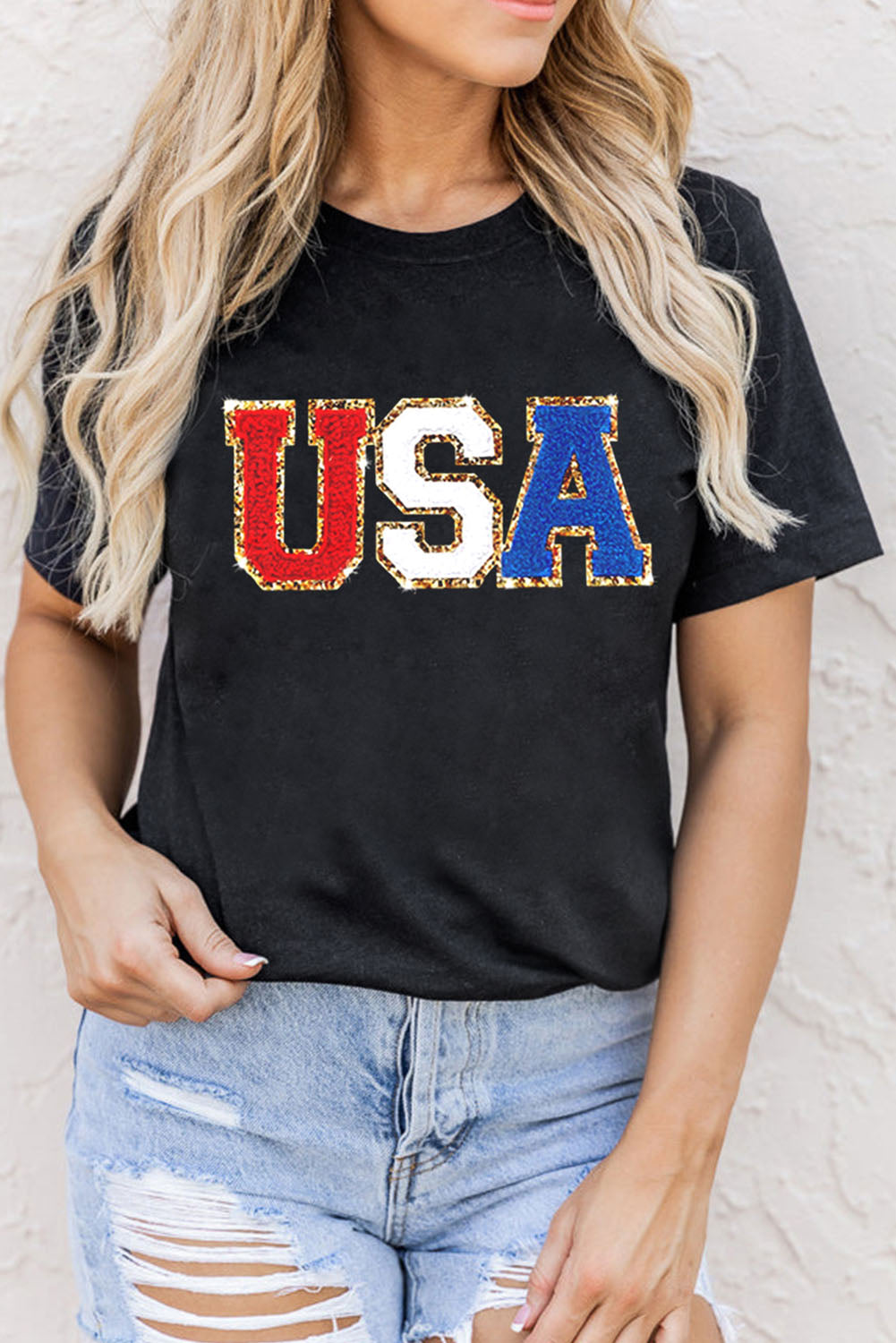 USA Lettered Ladies T-Shirt - Premium Ladies T-Shirt -  Follower Of Faith Apparel American tees for women, Apparel, Fearless ladies short sleeve tee, Fourth of July, Fourth of July tees, Independence day, independence day t shirt, Ladies usa tee, new arrival, new arrivals, Patriotic, Sale, Sequin usa tee, Ship From Overseas, Support the usa, SYNZ, Usa tee, USA tshirt Shop our Christian T-Shirts & Apparel