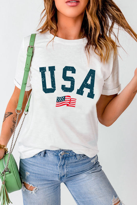 USA Round Neck Short Sleeve T-Shirt - Premium Ladies T-Shirt -  Follower Of Faith Apparel Ship From Overseas, SYNZ Shop our Christian T-Shirts & Apparel